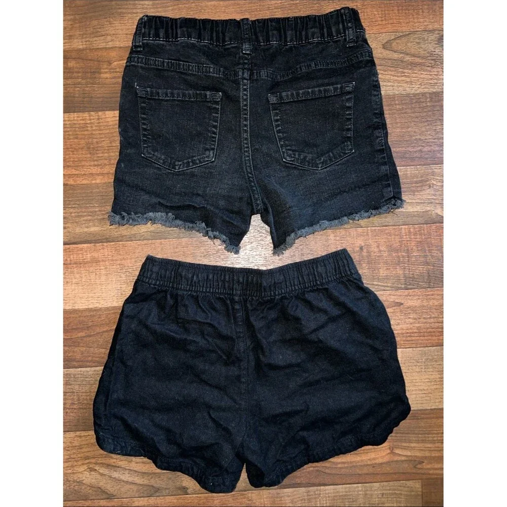 Old Navy Black Girls' Two-Piece Shorts Set - Frayed Denim + Elastic Waist